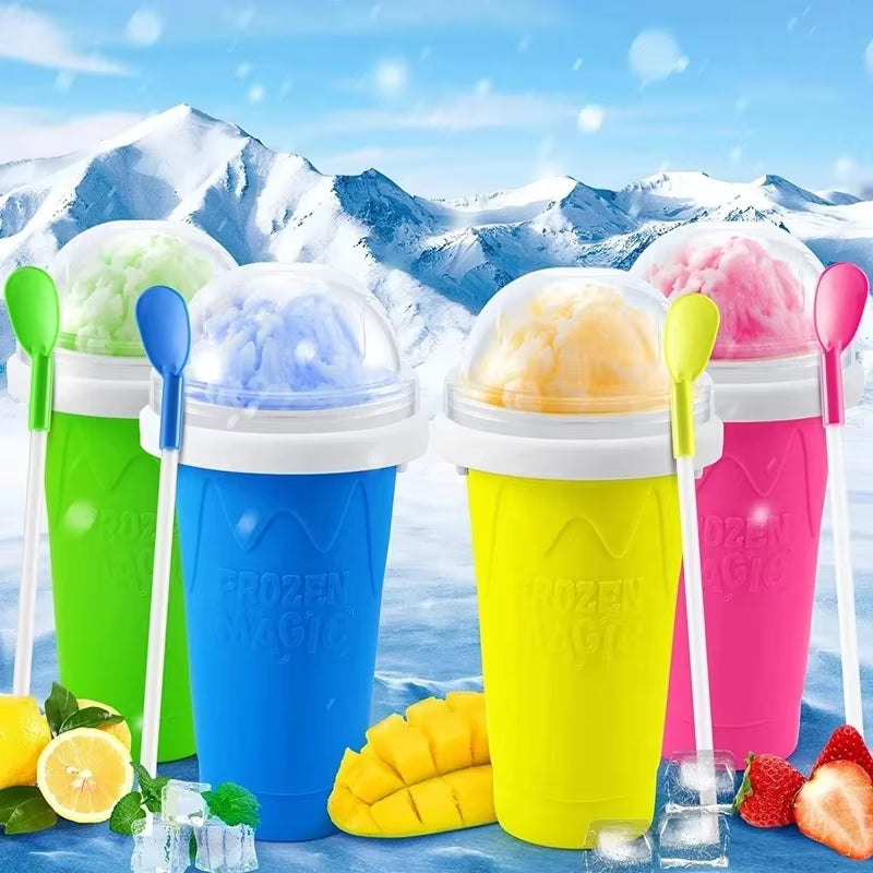 Smoothies Cup Ice Cream Maker Quick-Frozen Silicone Squeeze Cup DIY Milkshake Bottle Slushy Maker Water Bottle Cooling Cup